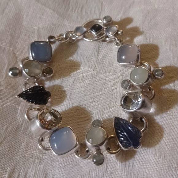 Mars and Valentine / Echo of the Dreamer Jewelry - Mars and Valentine / Echo of The Dreamer Multi Gemstone Link Toggle Bracelet, SS